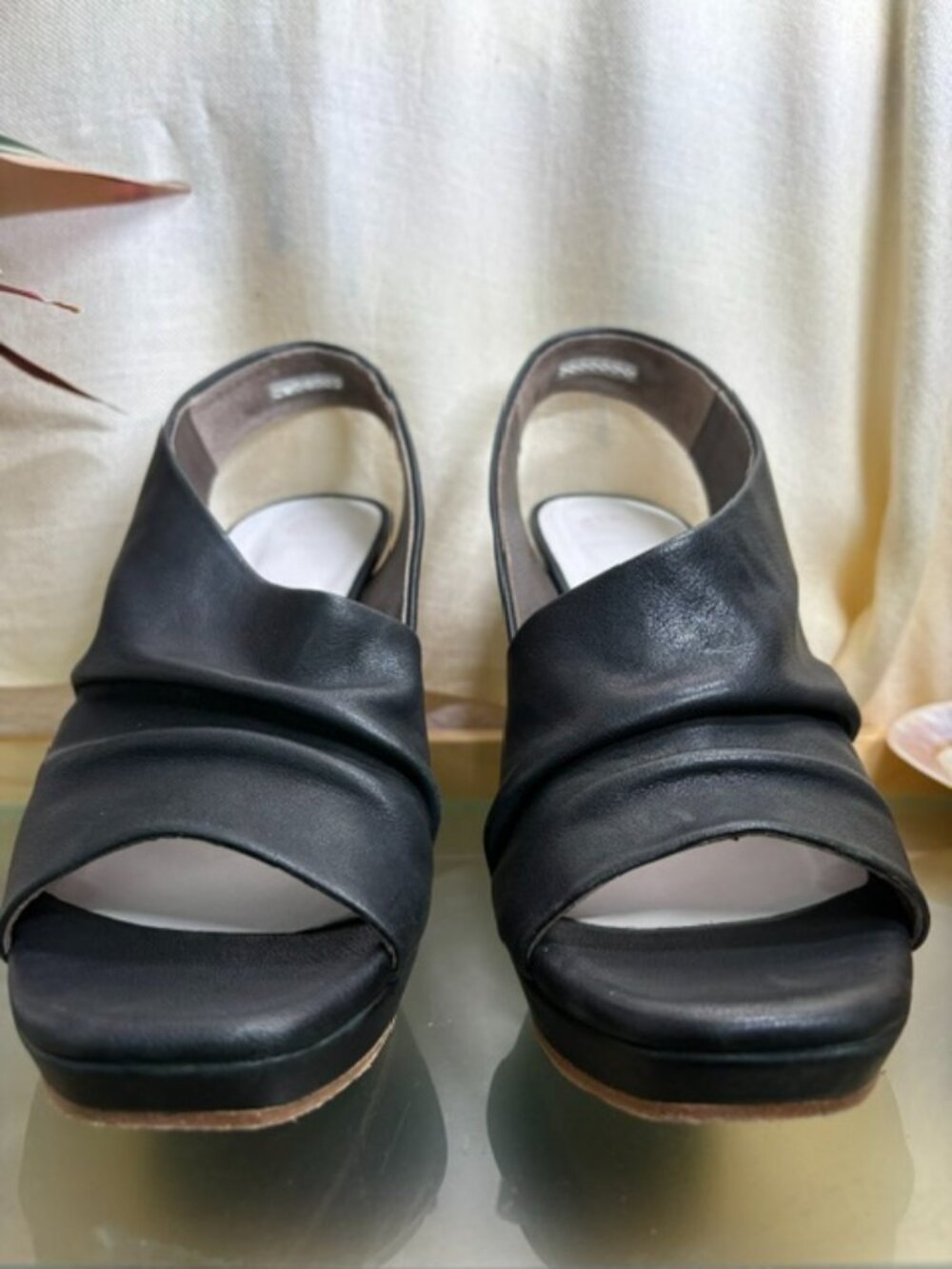Coclico Larkspur Black Leather Platform Slingback Sandals – EU 40.5